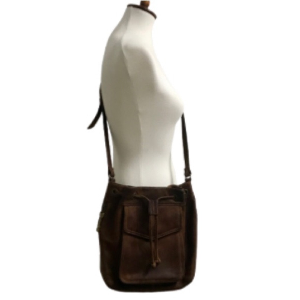 Fossil Y2k Leather Drawstring Bucket Crossbody Bag - image 3